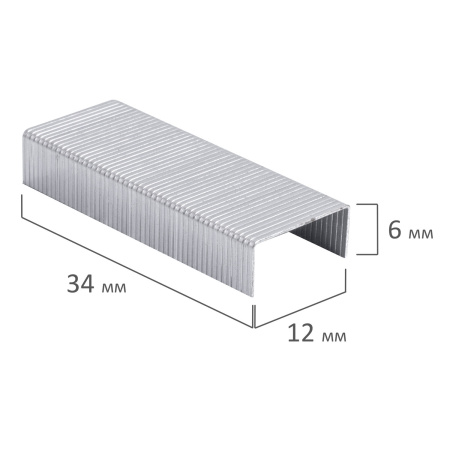 Скобы для степлера цинковое покрытие №24/6, 1000 штук, BRAUBERG "EXTRA", до 30 листов, 229299 - Скобы для степлеров