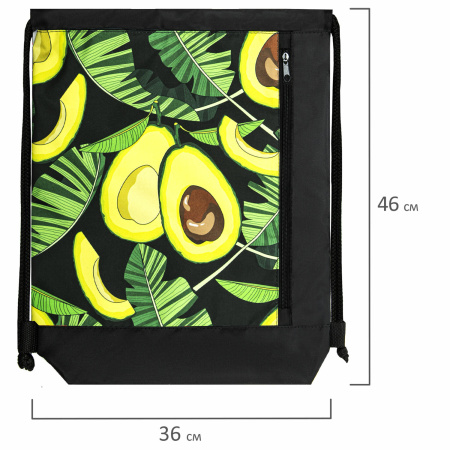 Мешок для обуви ЮНЛАНДИЯ, с ручками, боковой карман на молнии, 46х36 см, "Fresh", 271063 - Мешки для обуви