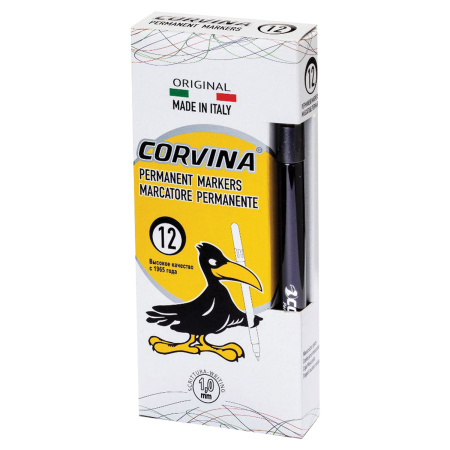 Маркер перманентный CORVINA, ЧЕРНЫЙ, тонкий наконечник 1 мм, Италия, 42953/01 - Маркеры перманентные