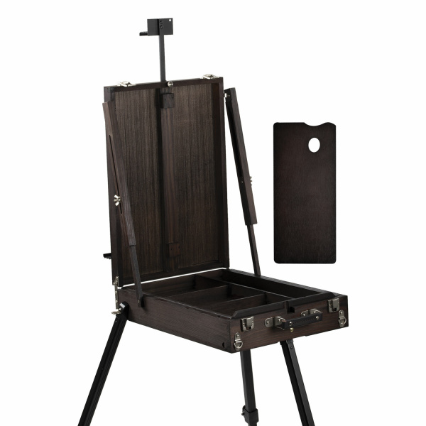 Этюдник-мольберт BRAUBERG ART PREMIERE, алюминиевые ножки, холст до 82 см, кофейный, 191757 - Этюдники