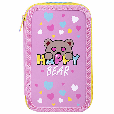 Пенал ПИФАГОР, 3 отделения, ламинированный картон, 19х11 см, "Bear Hugs", 271544 - Пеналы каркасные