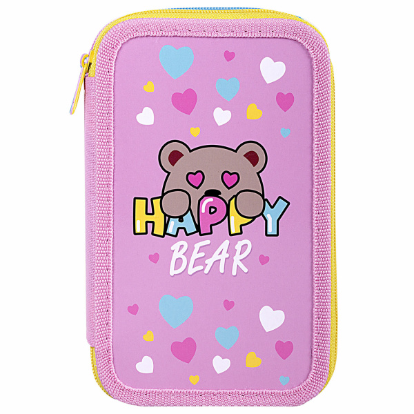 Пенал ПИФАГОР, 3 отделения, ламинированный картон, 19х11 см, "Bear Hugs", 271544 - Пеналы каркасные