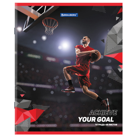 Тетрадь А5 48 л. BRAUBERG скоба, клетка, обложка картон, "Sport Club" (микс в спайке), 404363 - Тетради 40-48 листов