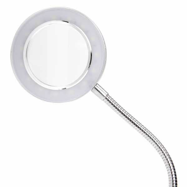 Лупа настольная на прищепке с LED ПОДСВЕТКОЙ, диаметр 75 мм, увеличение 3, BRAUBERG, 455931 - Лупы