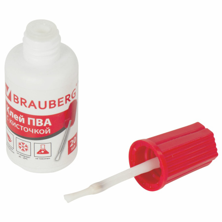 Клей ПВА BRAUBERG, 20 г, с кисточкой, морозостойкий, 1 шт, 222875 - Клей ПВА