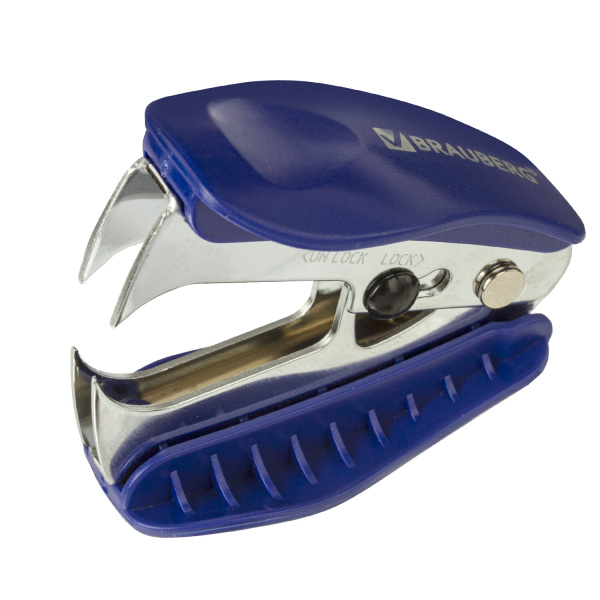 Антистеплер для скоб №10 и №24/6, BRAUBERG "METROPOLIS", с фиксатором, ассорти, 228745 - Антистеплеры