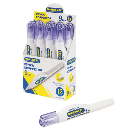 Ручка-корректор ОФИСБУРГ, 9 мл, металлический наконечник, 227574 - Корректирующие ручки