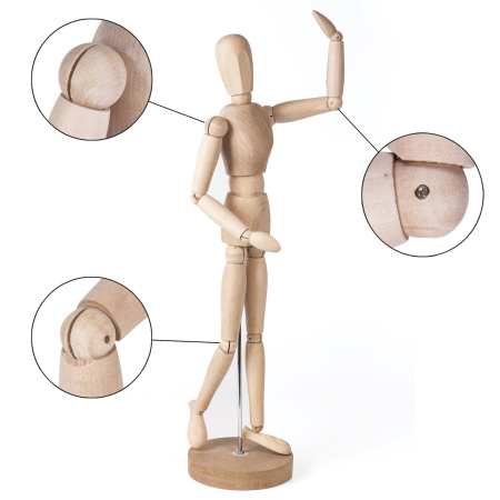 Манекен человека художественный BRAUBERG ART CLASSIC, мужской, дерево, высота 51 см., 191291 - Манекены