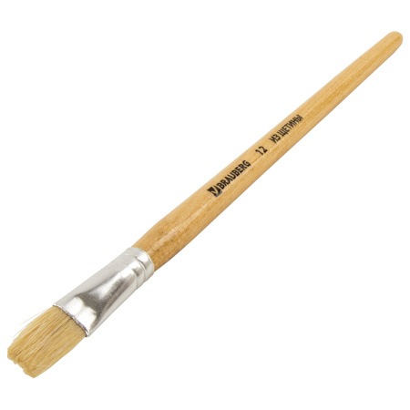 Кисть BRAUBERG, щетина, плоская, № 12, 200204 - Кисти для рисования