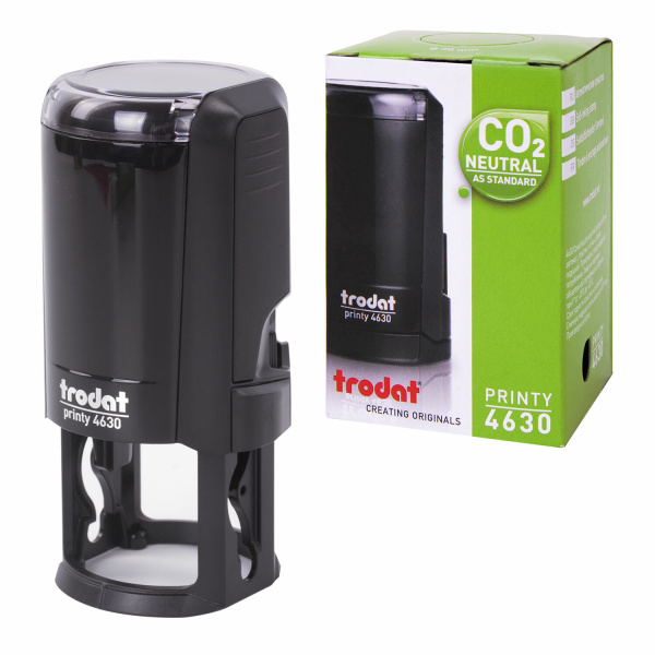 Оснастка для печатей, оттиск D=30 мм, синий, TRODAT 4630 PRINTY 4.0, подушка в комплекте, 80357 - Оснастки для печатей