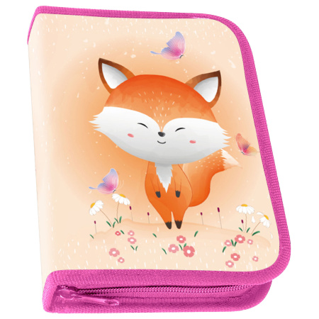 Пенал ПИФАГОР, 1 отделение, 1 откидная планка, полиэстер, 19х13 см, "Smiling fox", 271014 - Пеналы каркасные