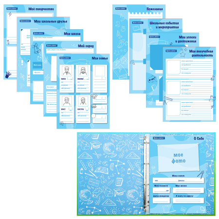 Папка-портфолио школьника "ОТЛИЧНИК", 4 кольца, 20 файлов, 10 вкладышей, 7БЦ матовая, BRAUBERG, 115240 - Портфолио