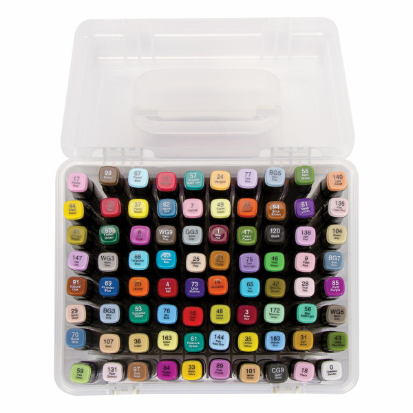 Маркеры для скетчинга двусторонние BRAUBERG ART DEBUT "BLACK", НАБОР 80 шт., пластиковый кейс, 152132 - Скетчмаркеры в наборах