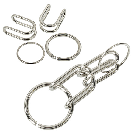 Головоломки металлические большие ЗОЛОТАЯ СКАЗКА, набор 16 штук, разные уровни сложности, 664928 - Игрушки развивающие