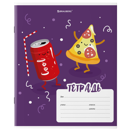 Тетрадь 18 л. BRAUBERG клетка, обложка картон, "Tasty food", 106478 - Тетради 12-24 листов