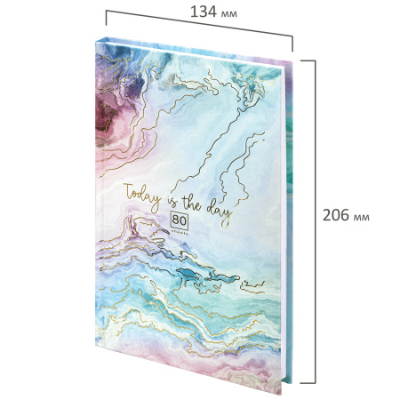 Блокнот А5 (134х206 мм), 80 л., твёрдый, клетка, фольга, STAFF, "Мрамор", 114428 - Блокноты в книжном переплете