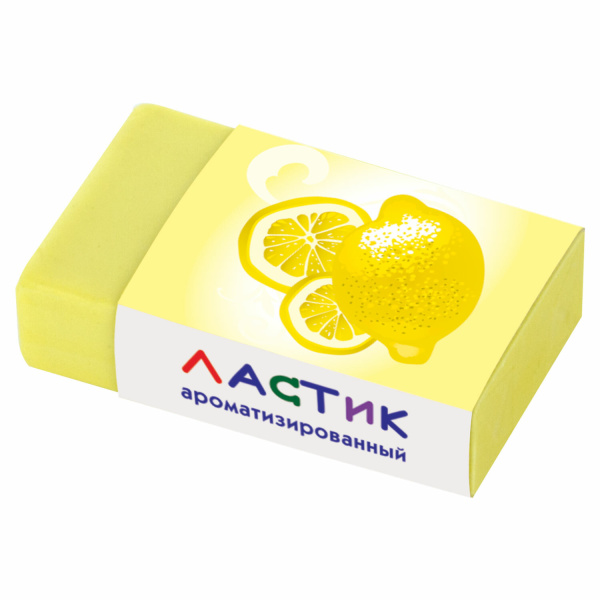 Ластик ПИФАГОР "Фрукты", 35х21х9 мм, ароматизированный, ассорти, картонный держатель, 222477 - Ластики классические