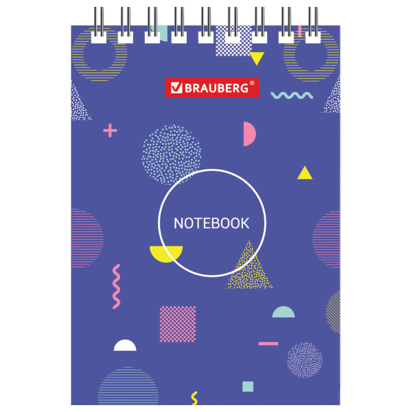 Блокнот МАЛЫЙ ФОРМАТ А7 75х105 мм, 40 л., гребень, картон, клетка, BRAUBERG, "Креатив", 129854 - Блокноты