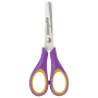Ножницы ЮНЛАНДИЯ "ВОЗДУШНЫЙ ЗМЕЙ", 125 мм, для правши, резиновые вставки, фиолетово-желтые, европодвес, 236856 - Ножницы детские