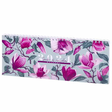 Планинг датированный 2024 285х112 мм, STAFF, гребень, картонная обложка, 64 л., "Цветы", 115154 - Планинги