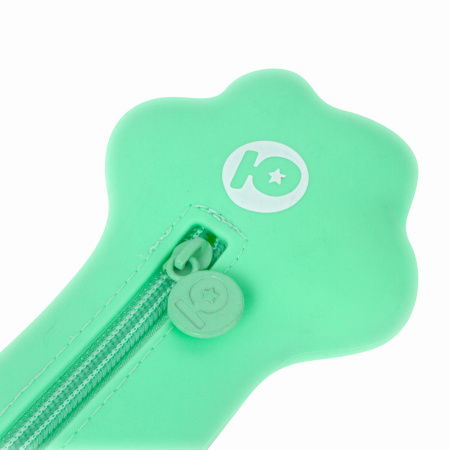 Пенал-косметичка ЮНЛАНДИЯ на молнии, силикон, "Paw Mint", мятный, 20х7 см, 270056 - Пеналы мягкие