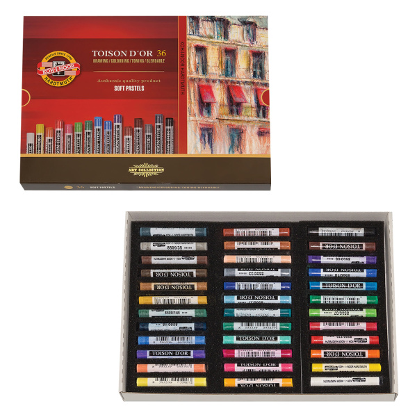 Пастель мягкая художественная KOH-I-NOOR "Toison D'or", 36 цвета, круглое сечение, 8515036005KS - Пастель художественная в наборах