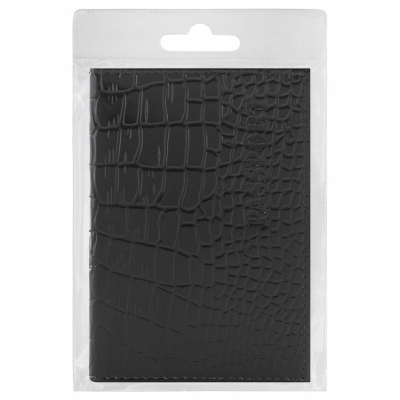 Обложка для паспорта натуральная кожа крокодил, "PASSPORT", черная, BRAUBERG, 237185 - Обложки для паспорта