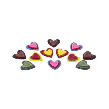 Наклейки из фетра "Сердечки", 12 шт., ассорти, ОСТРОВ СОКРОВИЩ, 661490 - Наклейки для творчества