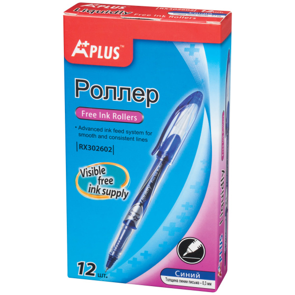 Ручка-роллер BEIFA (Бэйфа) "A Plus", СИНЯЯ, корпус с печатью, узел 0,5 мм, линия письма 0,33 мм, RX302602-BL - Ручки-роллеры