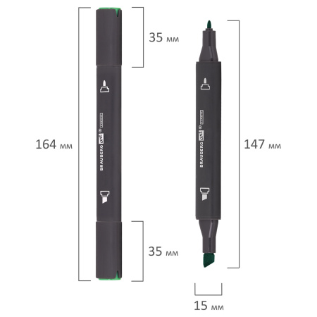 Маркер для скетчинга двусторонний 1 мм - 6 мм BRAUBERG ART CLASSIC, ЗЕЛЕНЫЙ ОКЕАНСКИЙ (G318), 151770 - Скетчмаркеры поштучно