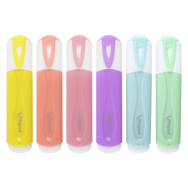 Набор текстовыделителей MAPED 6 шт., АССОРТИ, "FLUO PEP'S Pastel", линия 1-5 мм, 742558 - Текстовыделители