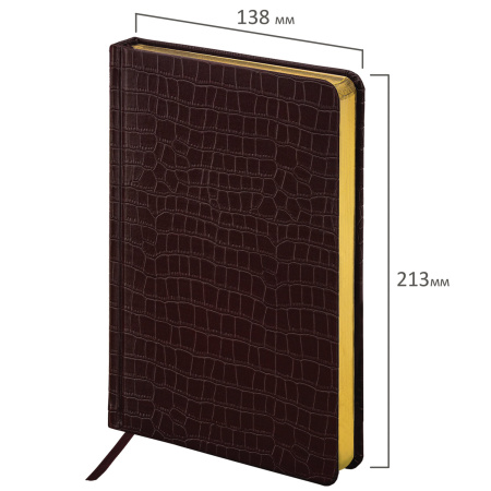 Ежедневник недатированный А5 138х213 мм BRAUBERG "Comodo" под кожу, 160 л., темно-коричневый, 123838 - Ежедневники с покрытием "под кожу и ткань"