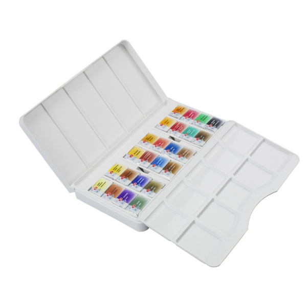 Краски акварельные художественные "Санкт-Петербург", 24 цвета, кювета 2,5 мл, пластиковая коробка, 1942017 - Акварель художественная в наборах