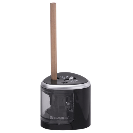 Точилка электрическая BRAUBERG DUAL (для 2 диаметров карандашей!), 4 батарейки АА, черная, 270581 - Точилки электрические