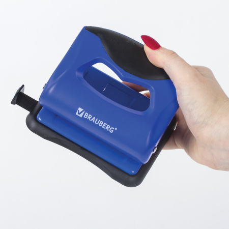 Дырокол BRAUBERG "JET PRO", до 20 листов, сине-черный, 228598 - Дыроколы настольные