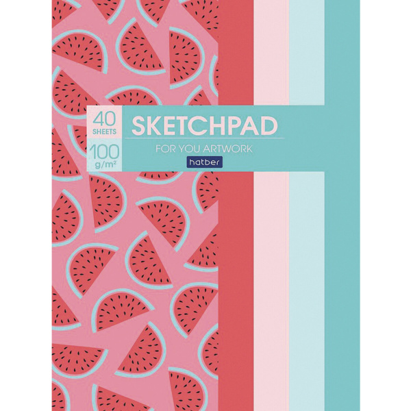 Скетчбук, белая бумага 100 г/м2, 145х205 мм, 40 л., склейка, глянцевая ламинация, "Фрутоскоп", 40Б5лAк - Альбомы, скетчбуки и бумага для графики и эскизов