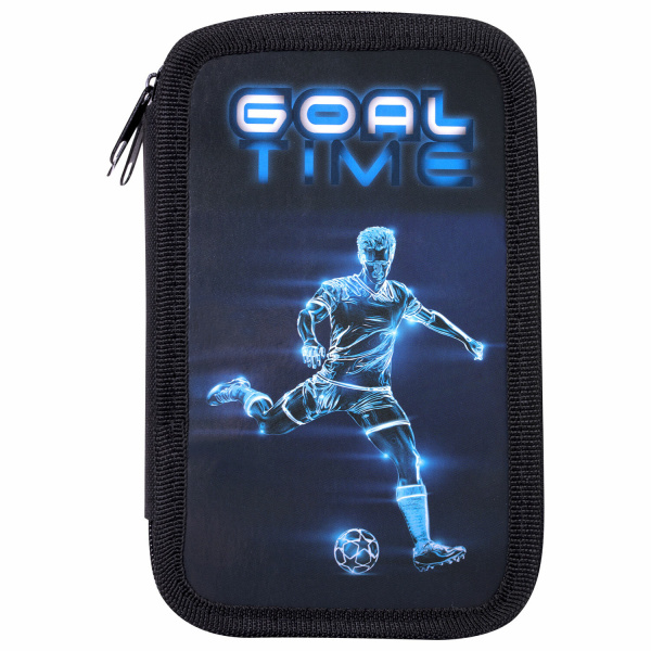 Пенал ПИФАГОР, 3 отделения, ламинированный картон, 19х11 см, "Goal", 271547 - Пеналы каркасные