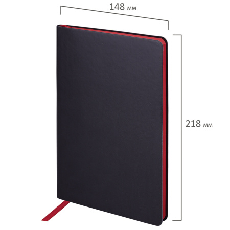 Блокнот А5 (148x218 мм), BRAUBERG "Metropolis Mix", под кожу, 80 л., в точку, черный, 113314 - Бизнес-блокноты и бизнес-тетради