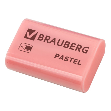 Ластик BRAUBERG "Pastel", 37х24х11мм, ассорти пастельных цветов, экологичный ПВХ, 229582 - Ластики классические
