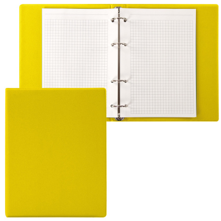 Тетрадь на кольцах А5 (180х220 мм), 80 листов, обложка ПВХ, клетка, BRAUBERG, желтый, 403912 - Тетради на кольцах и сменные блоки к ним