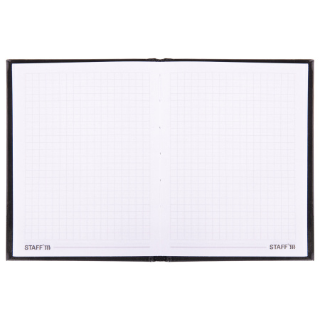 Блокнот МАЛЫЙ ФОРМАТ (110х147 мм), А6, 80 л., твёрдый, клетка, STAFF, "Black", 114435 - Блокноты в книжном переплете