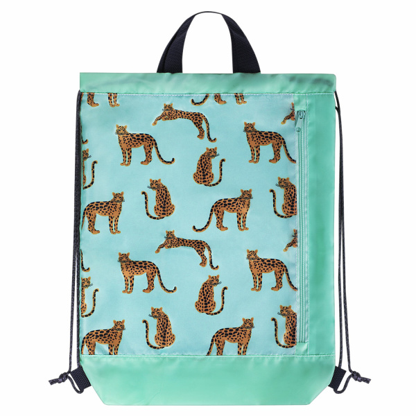 Мешок для обуви ЮНЛАНДИЯ, с ручками, боковой карман на молнии, 46х36 см, "Wild Cats", 271614 - Мешки для обуви