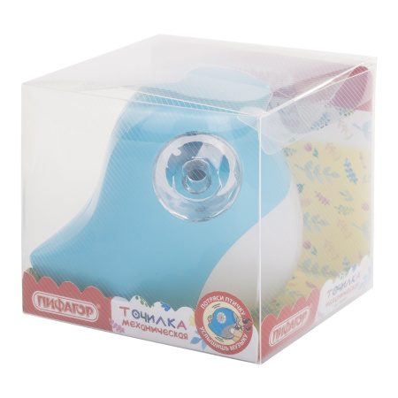 Точилка механическая ПИФАГОР "Птичка", корпус голубой, 228490 - Точилки механические