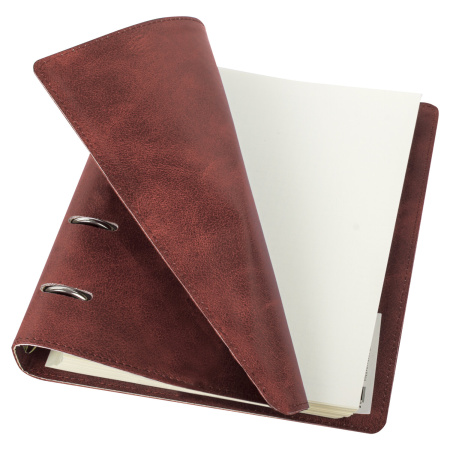 Тетрадь на кольцах А5 (180х220 мм), 120 листов, под кожу, клетка, BRAUBERG "Main", коричневый, 401710 - Тетради на кольцах и сменные блоки к ним