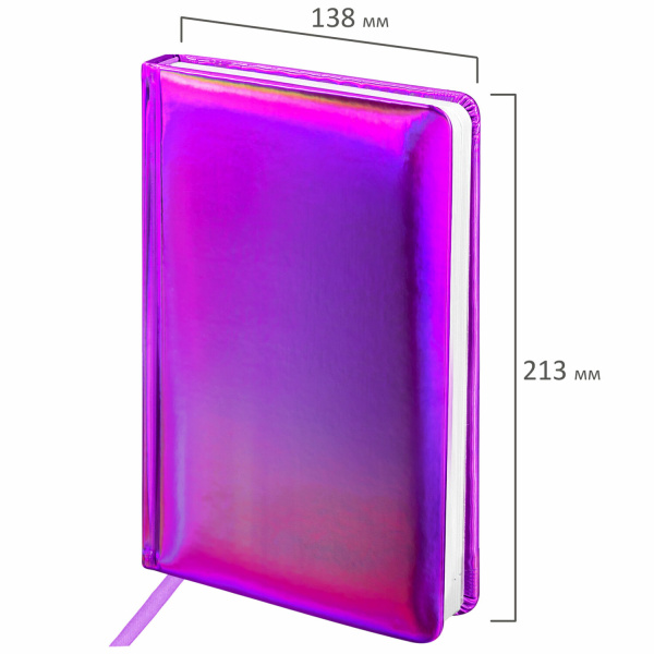 Ежедневник недатированный А5 138х213 мм BRAUBERG "Holiday" под кожу, 136 л., фиолетовый, 111671 - Ежедневники с покрытием "под кожу и ткань"