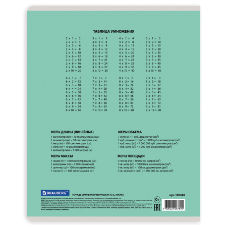 Тетрадь 12 л. BRAUBERG "КЛАССИКА NEW", клетка, обложка картон, АССОРТИ (5 видов), 105682 - Тетради 12-24 листов