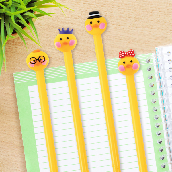 Ручка с топпером шариковая ЮНЛАНДИЯ "Цыпленок", корпус ассорти, СИНЯЯ, пишущий узел 0,7 мм, 143808 - Ручки фигурные