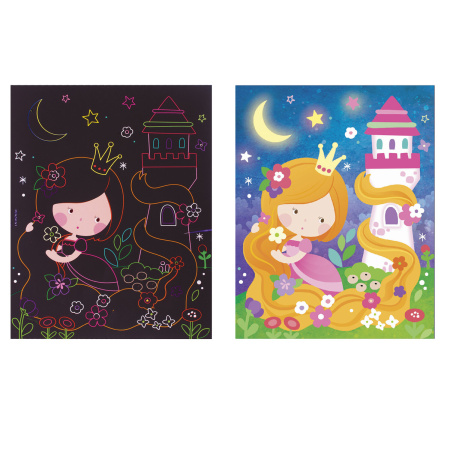 Гравюра магическая "Принцесса и дракоша", А5, 2 основы в комплекте, с трафаретом, ЮНЛАНДИЯ, 662690 - Гравюры