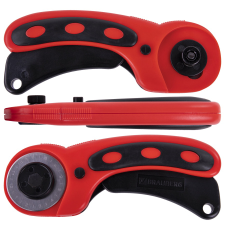 Нож раскройный роликовый 45 мм BRAUBERG PROFESSIONAL, 4 лезвия в комплекте, резиновые вставки, 238088 - Ножи специальные