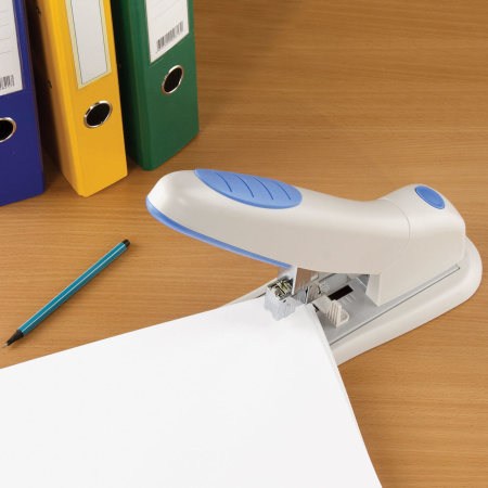 Степлер МОЩНЫЙ №24/6-23/24 BRAUBERG "Heavy duty PRO", до 200 листов, эргономичный, серо-синий, 227662 - Степлеры мощные